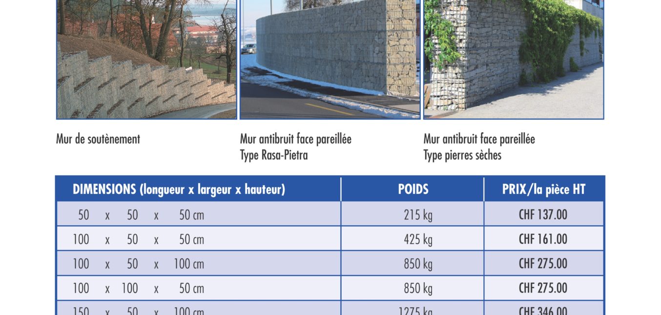 Liste de prix - Gabions